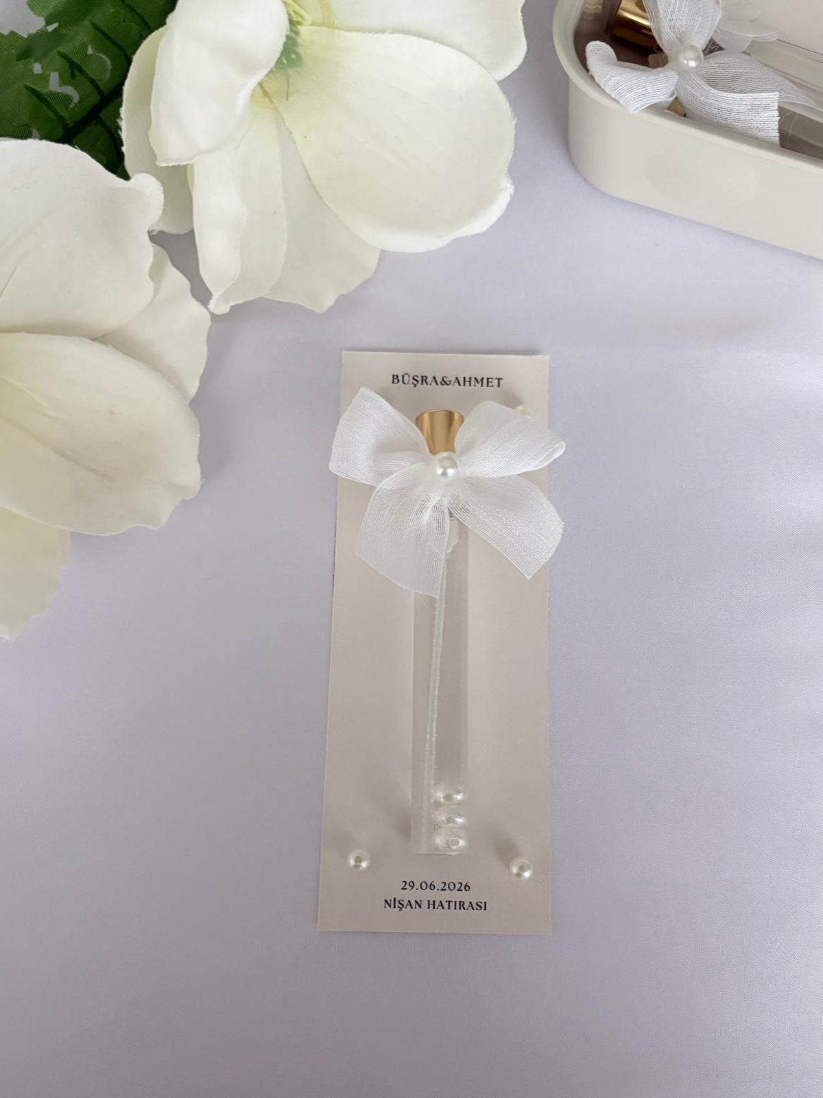 İnci Çiçekli/Fiyonklu Cam Kolonya🤍✨